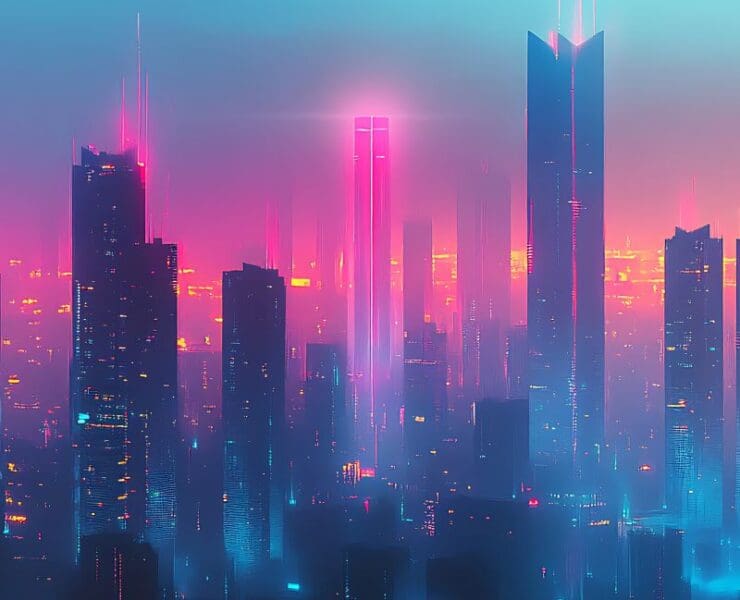 futuristic landscape data horizon